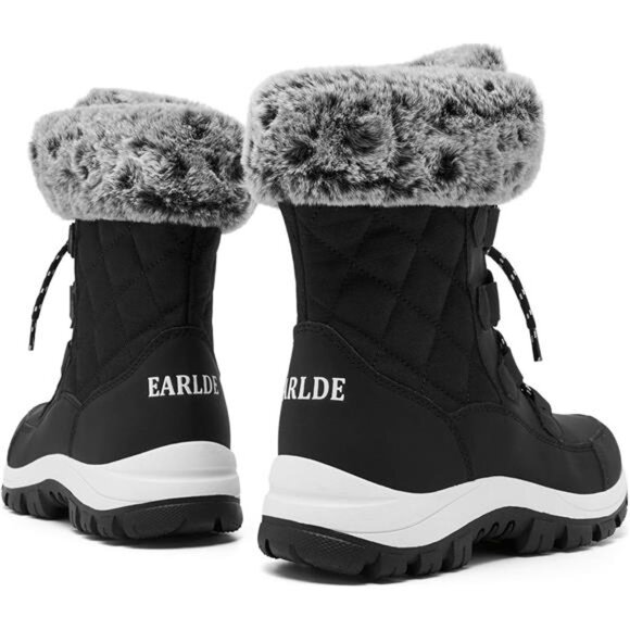 Women's Snow Boots Waterproof Winter Boots Mid-Calf Outdoor Lightweight Warm Fur - Picture 5 of 7